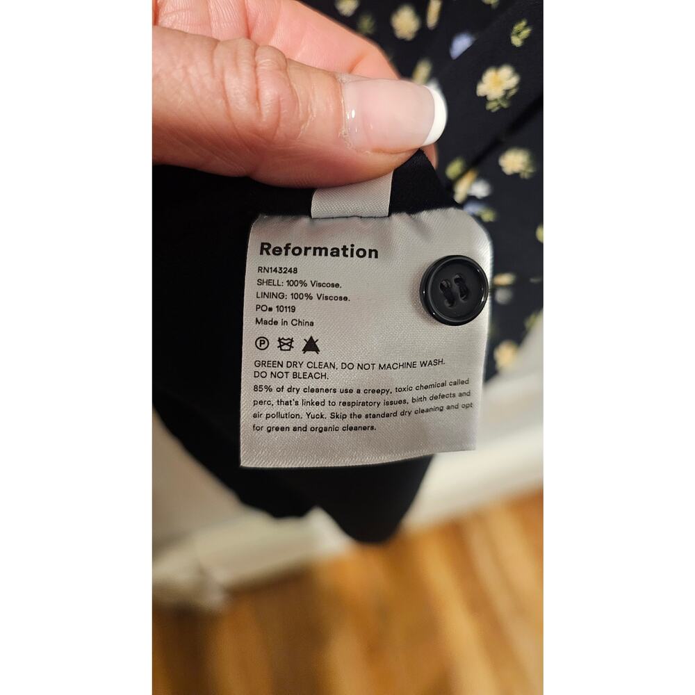 Reformation Joy Cut Out Back V Neck Long Sleeve Midi Dress 100% Viscose Sz 0 NEW - Picture 6 of 10